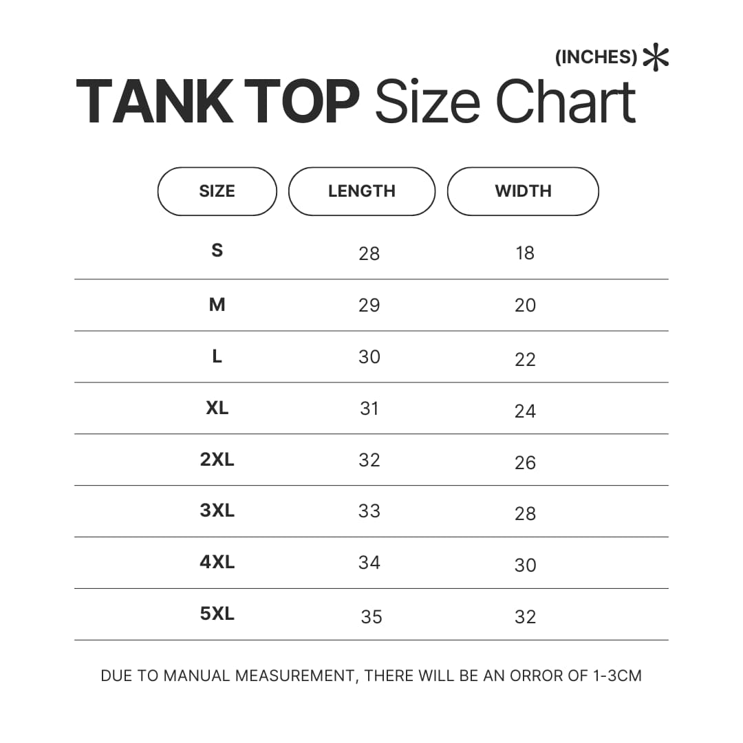 Tank Top Size Chart - Gravity Falls Store